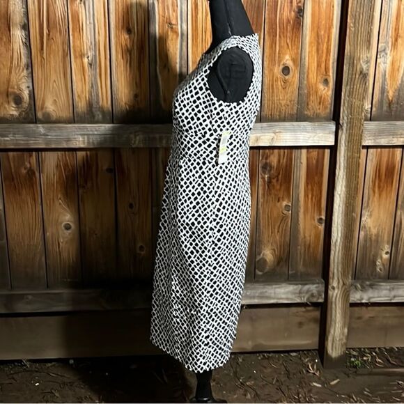 Charter Club dress sheath cotton blend black white geometric 4 FIRM on PRICE - Picture 4 of 5